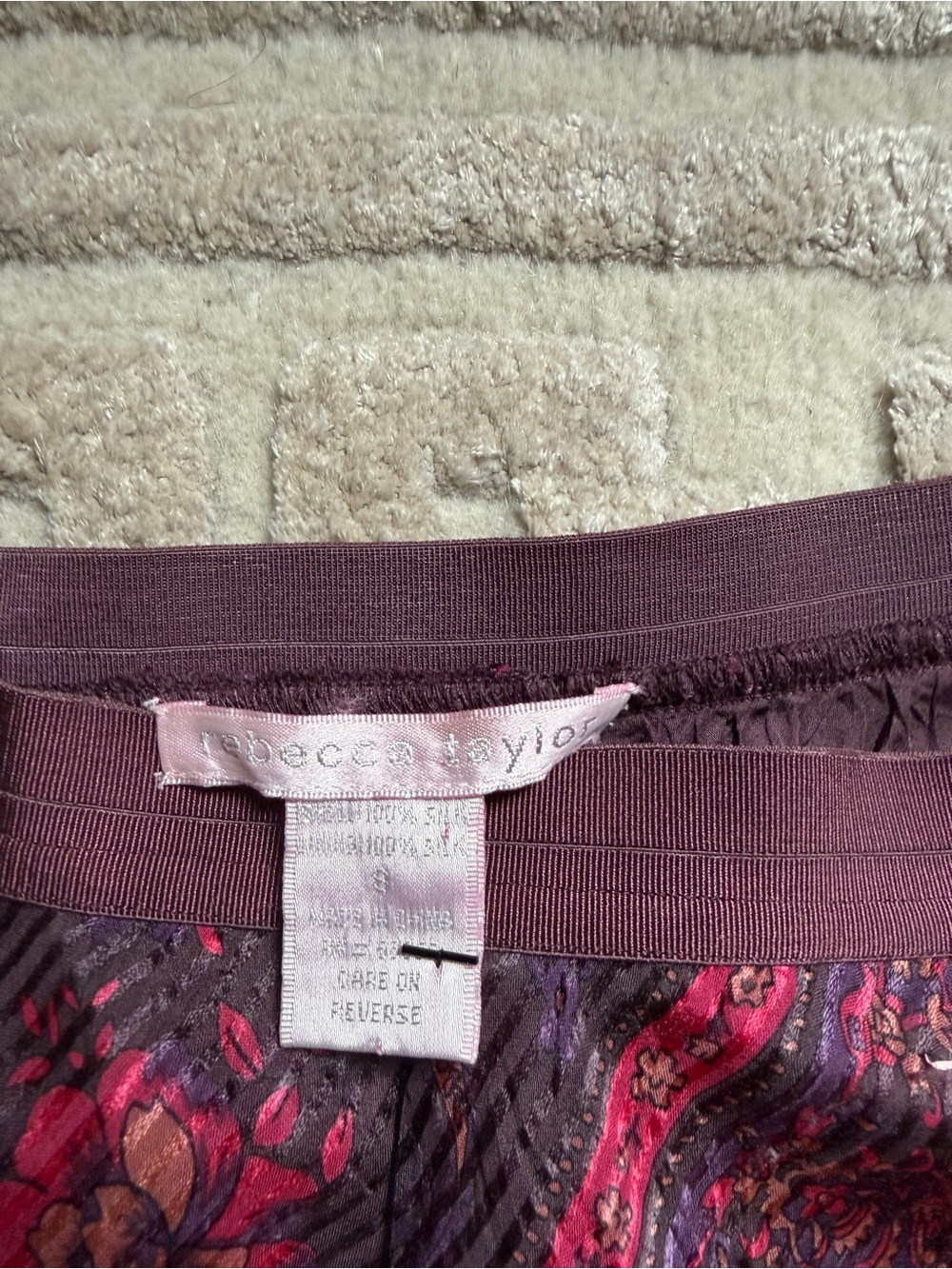 Rebecca Taylor Pink Floral A-Line Midi Skirt on Plum - Picture 2 of 4